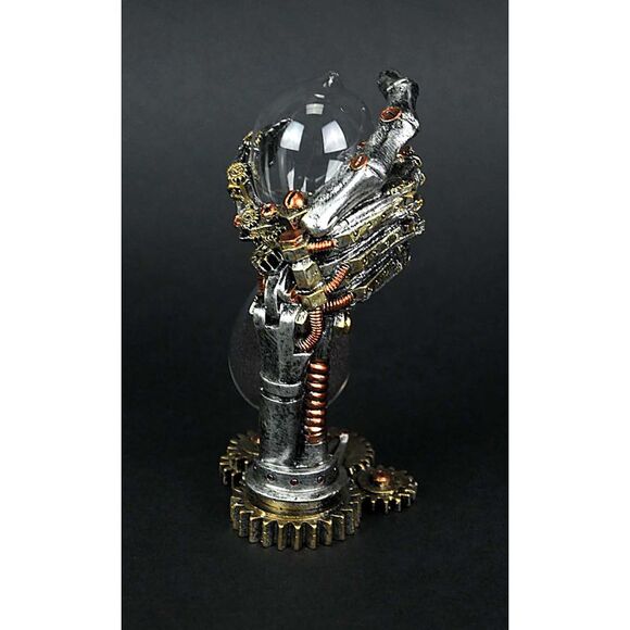 Creepy Steampunk Mechanical Skeleton Hand Metallic Finish Hourglass Sand Timer - Picture 3 of 3